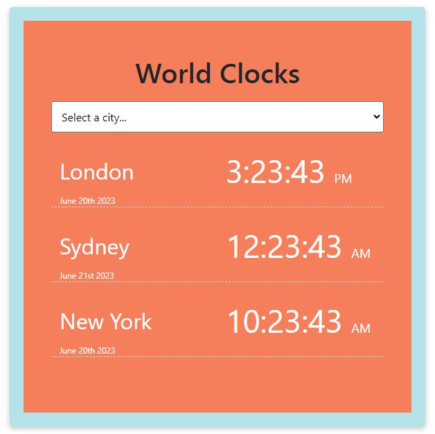 world clock application preview